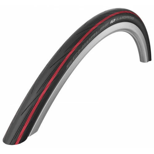 Pneumatiques Pour Cycles 700x25c Schwalbe LUGANO HS 471 Noir Ă Bande Rouge Tringle Rigide ETRTO 25-622